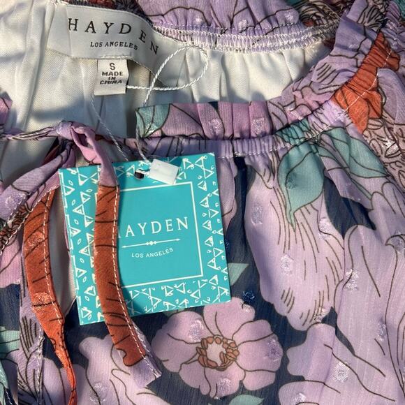 Piper + Scoot Finlinson Swiss Dot Floral Dress in Lilac + Navy Small - Picture 10 of 11